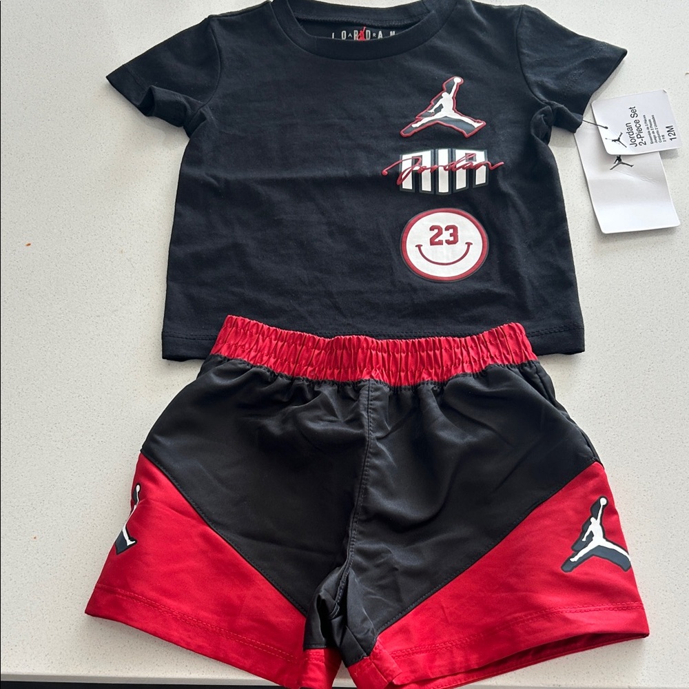 Jordan Black and Red 12 Month Short Set NWT